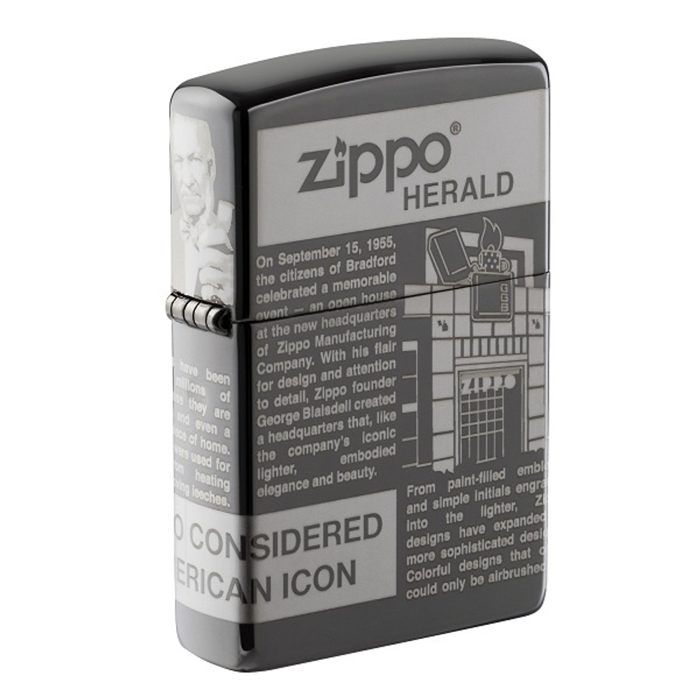 Зажигалка черная глянцевая Zippo с покрытием Black Ice