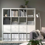 Стеллаж 16 ячеек с ящиками - IKEA KALLAX, 147х147 см, белый, КАЛЛАКС ИКЕА