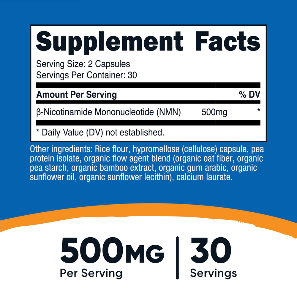 Nutricost, NMN, 60 капсул (250 мг на капсулу)