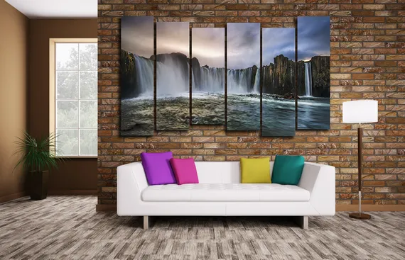 Модульная картина "Водопад вечером"