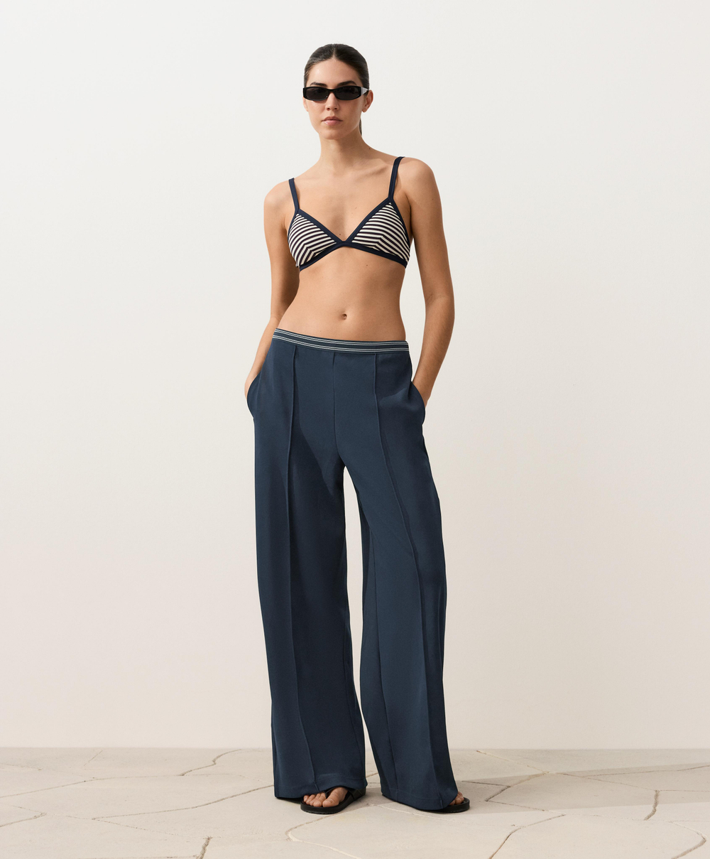 OYSHO Топ-бикини с треугольными чашечками в полоску, синий