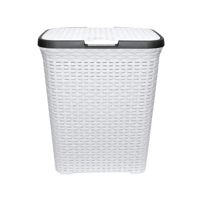 Корзина для белья 60л. с крышкой белая