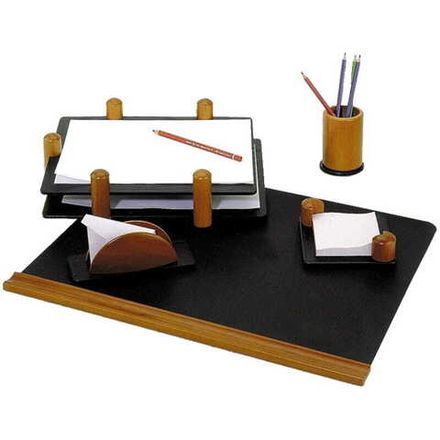 Набор настольный Delucci, 5 предметов (2 лотка), дерево, светло-черный