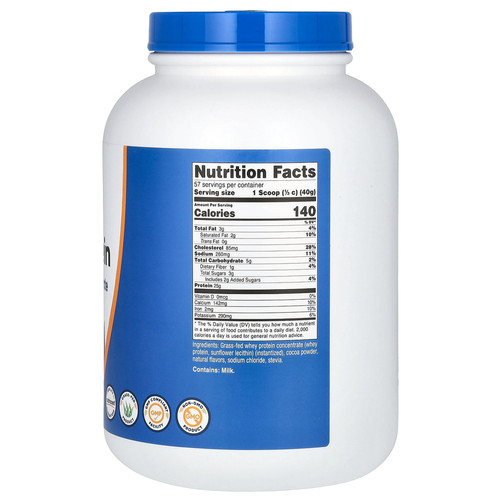 Nutricost, сывороточный протеин от коров травяного откорма, со вкусом молочного шоколада, 2268 г (5 фунтов)