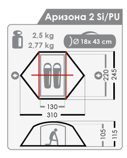Палатка Нормал Аризона 2 Si/Pu