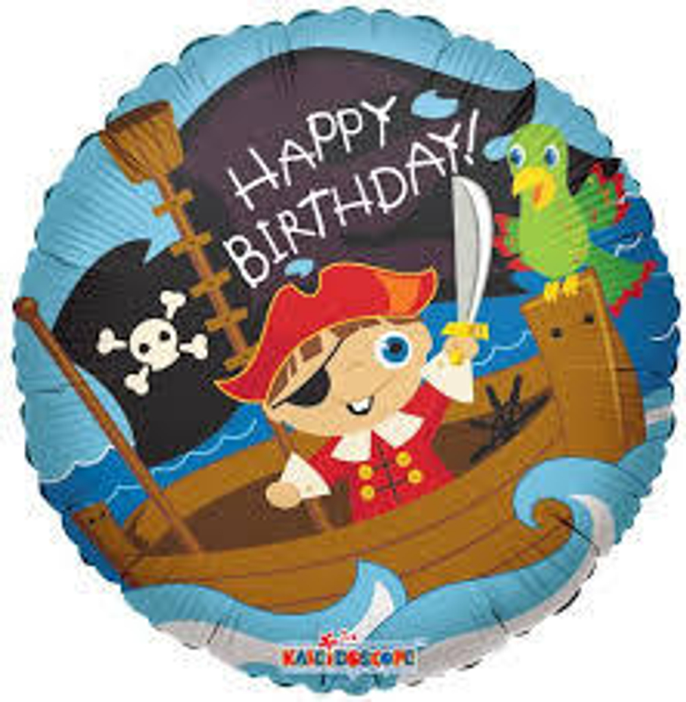 Шар Ф 18" Круг Happy birthday! Пираты 45 см /Г30