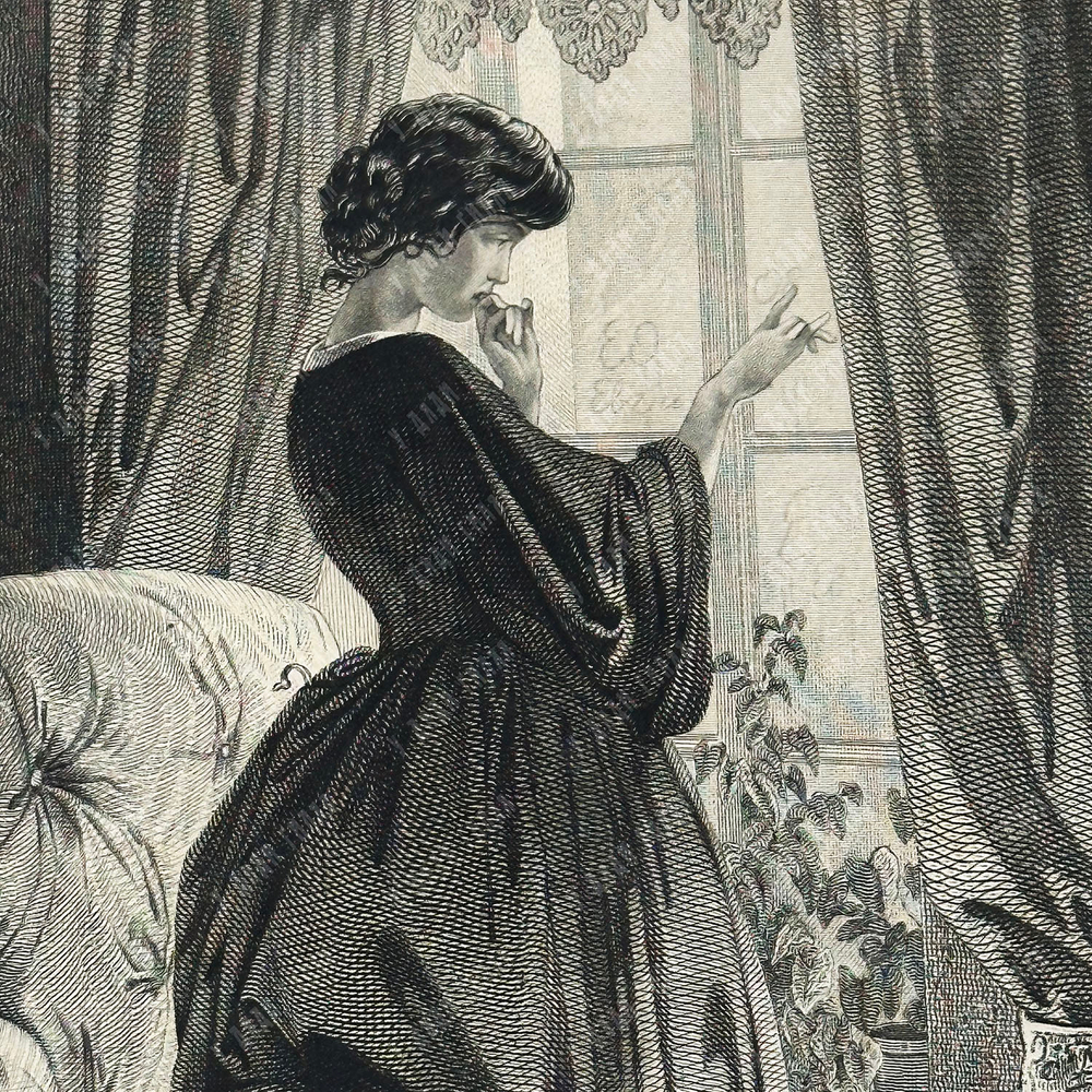 Микешин М. О. Татьяна (Из Евгения Онегина Пушкина). Гравюра на стали, офорт. 1880