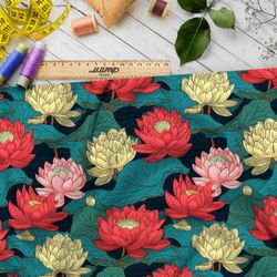 Ткань премиум дюспо ночная флоральная мелодия