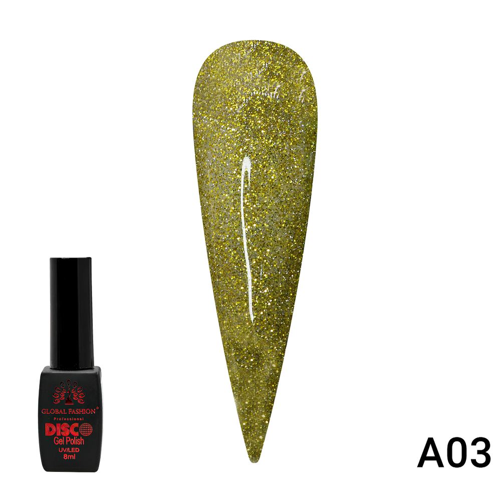 Гель лак Disco Gel Polish, Global Fashion, светоотражающий, 8 мл A03