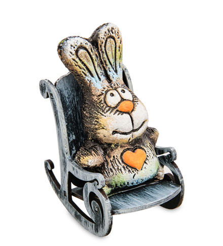 КоКо Шамель KK-806 Фигурка «Заяц с сердцем в кресле-качалке» шамот