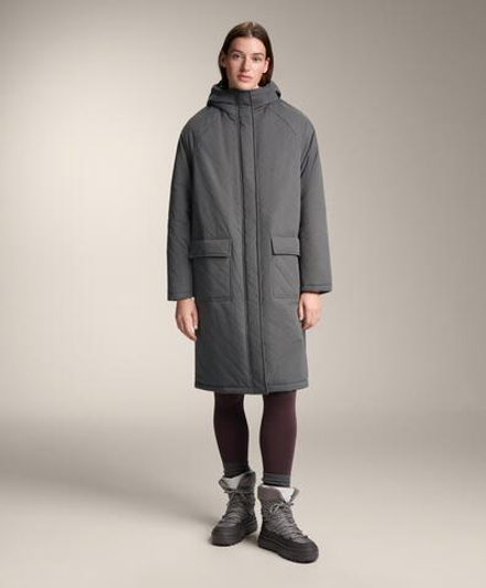 Oysho Водонепроницаемая длинная утепленная куртка FELLEX® AEROGEL 3K, антрацитово-серый