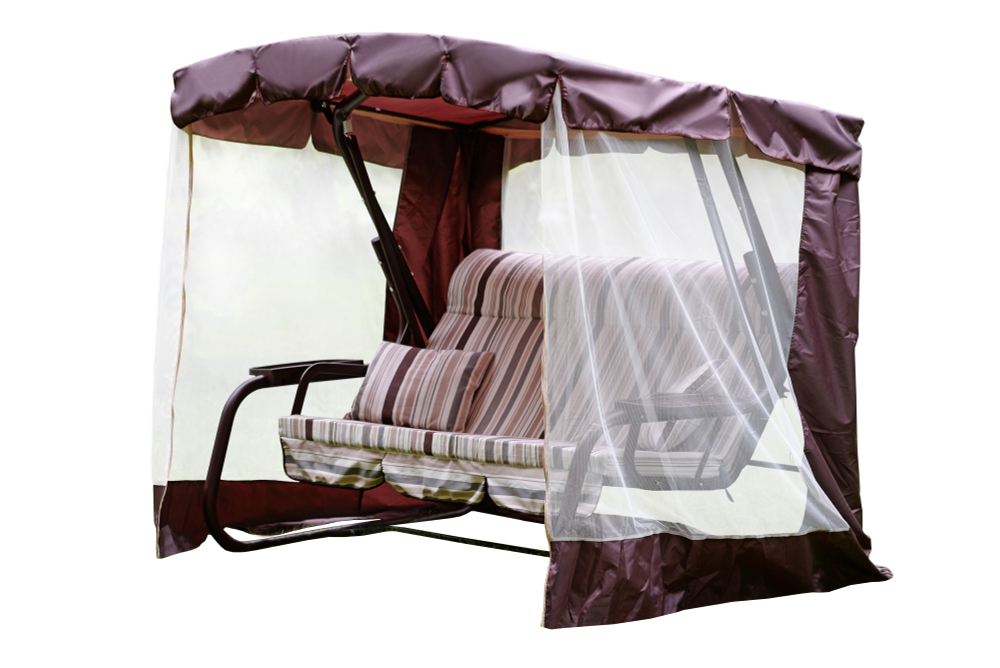 Качели садовые OLSA 3-х местные Турин-2(каркас коричневый, м/э разноцветный рис.полоска)1 уп.