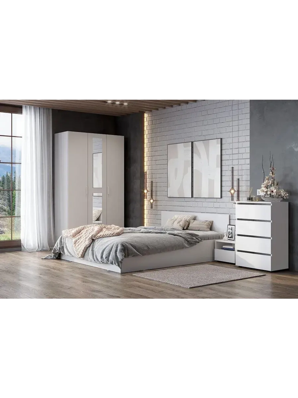 Шкаф для одежды распашной Белый текстурный 120х52х210 см