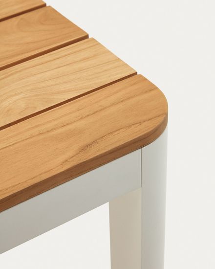 Bona Уличный стол из алюминия в белой отделке и тикового дерева 200 x 100 см Испания La Forma