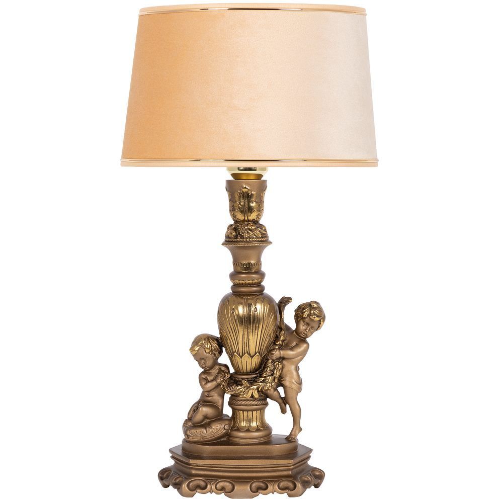 Настольная лампа Путти Бронза с абажуром Тюссо Свеило-желтый