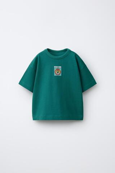 ZARA ФУТБОЛКА С ПИКСЕЛЬНЫМ АНИМАЛИСТИЧЕСКИМ ПРИНТОМ, МЯГКИЙ ЗЕЛЕНЫЙ