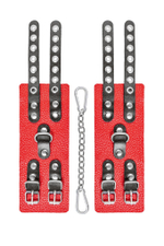 Наручники Pecado 2211 кожаные красно‑черные с цепочкой