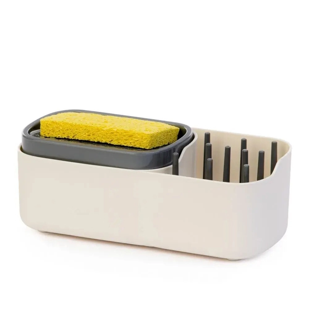 Диспенсер для моющего средства с губкой и отделением для хранения, белый