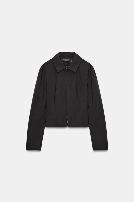 ZARA КУРТКА В ПОЛОСКУ С МОЛНИЯМИ, КОРИЧНЕВЫЙ