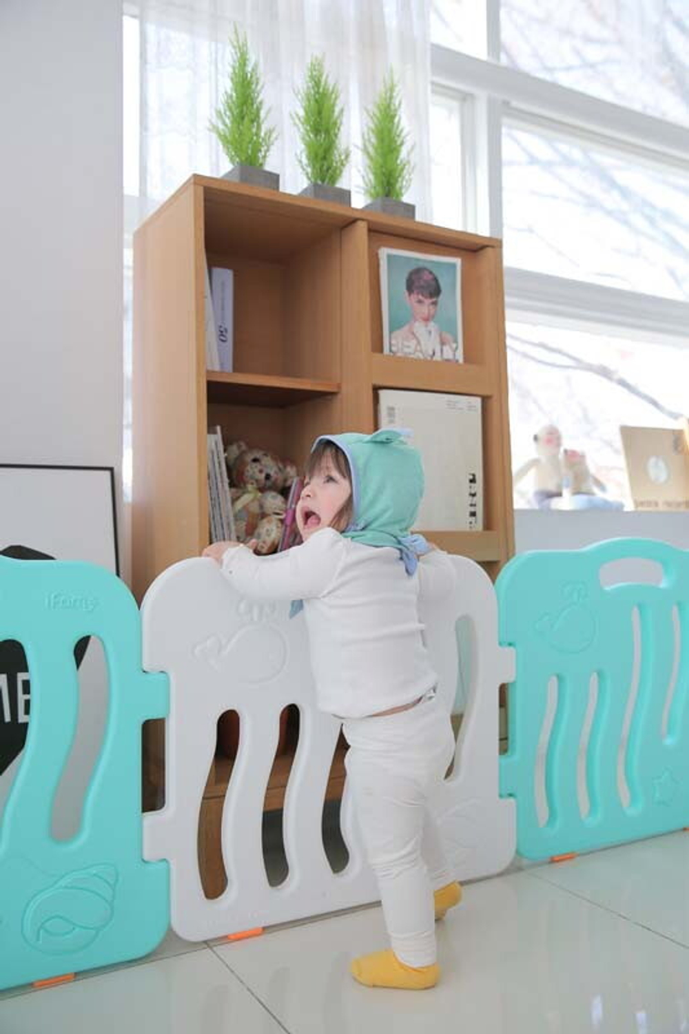 Большой детский манеж iFam Shell серый/белый