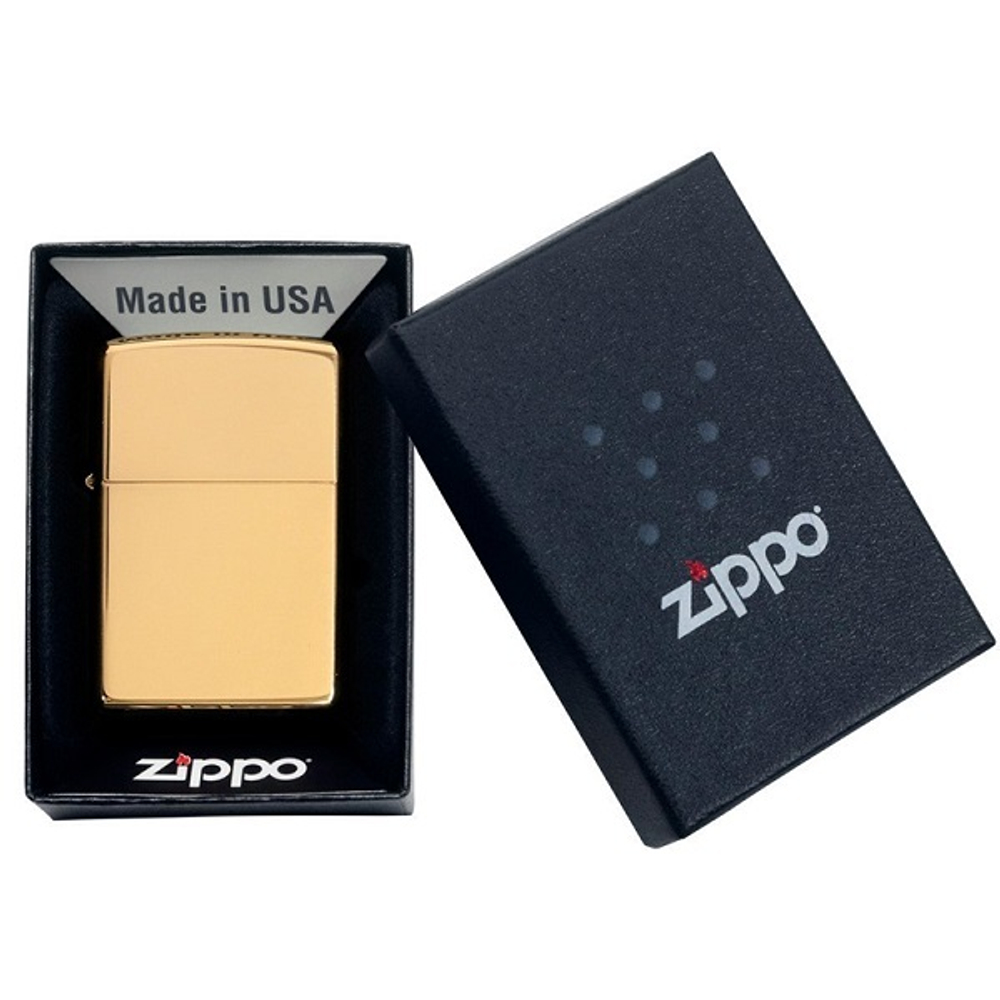 Зажигалка золотистая Zippo с покрытием High Polish Brass