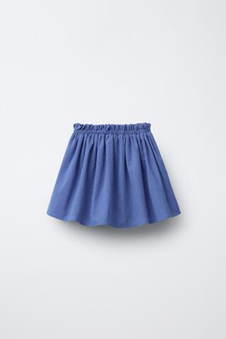 ZARA ЮБКА-ШОРТЫ В КЛЕТКУ ВИШИ, ВАСИЛЬКОВЫЙ