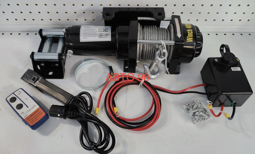 4000 Lbs + ПУ НА РУЛЬ (Сталь) / Лебедка 4000lbs (сталь) с пультом на руль, 12V ATV Electric Winch 4000lbs / 1814 кг со стальным тросом(9.3кг, 37х32х17см) Оптом