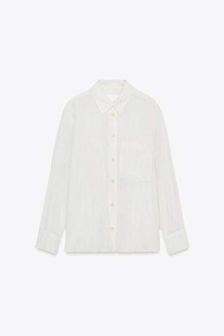 ZARA РУБАШКА В ПОЛОСКУ ИЗ ЖАТОЙ ТКАНИ — ZW COLLECTION, ЭКРЮ
