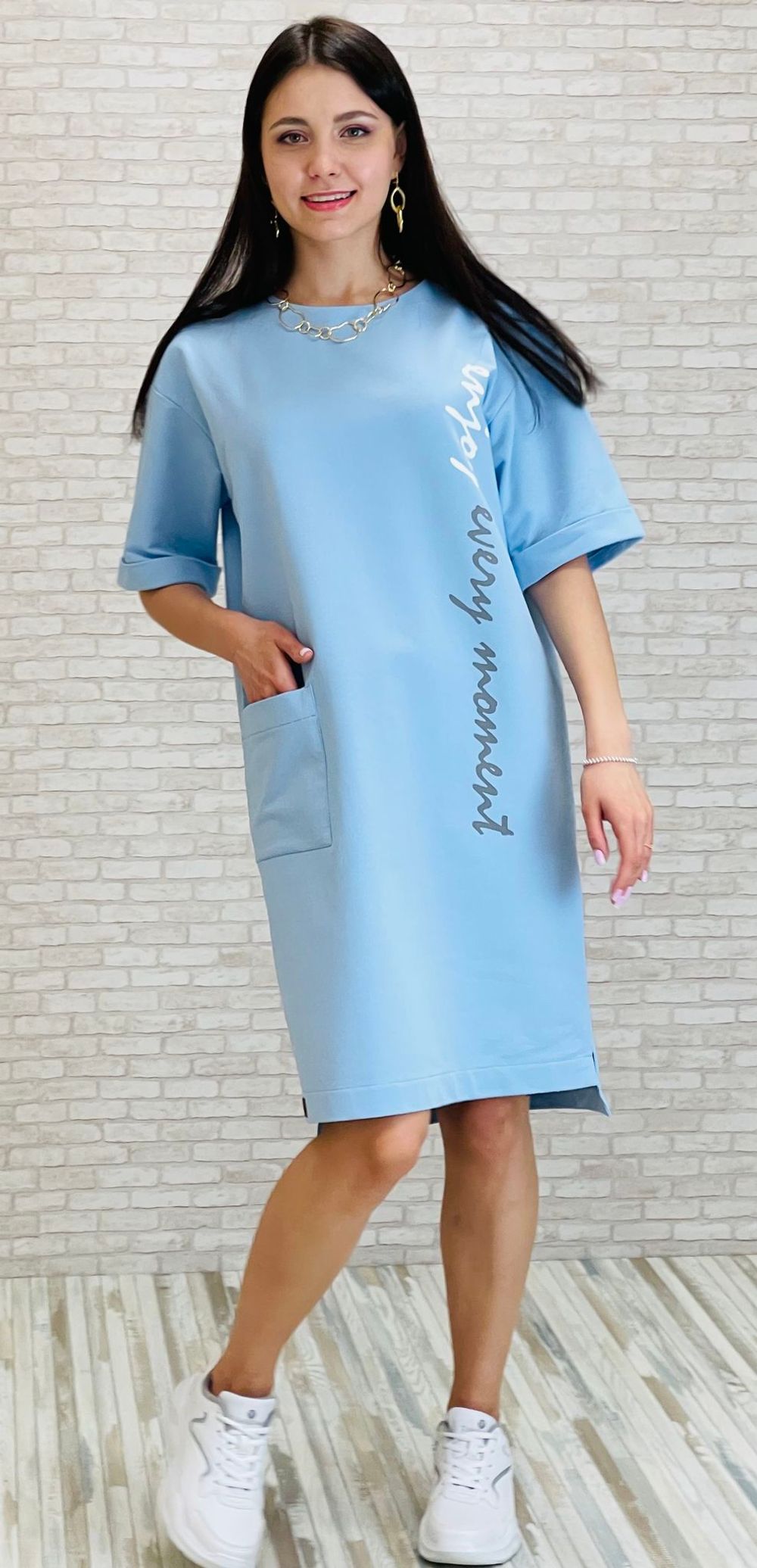 Платье МЛ-6005(голубая пудра)