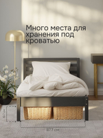 Кровать 90х200, Тарва, односпальная, детская и взрослая, из массива дерева, с основанием, серая, IKEA