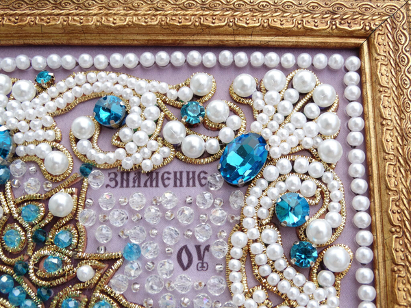 ЖС-12-ЗГ Набор для вышивания хрустальными камнями Богородица Знамение (голубой)