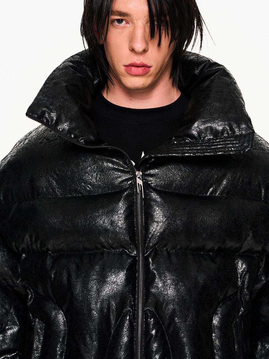 Пуховик BLIND "Crack" Leather Puffer Jacket