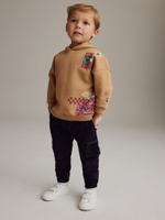 Толстовка с капюшоном и джоггеры в комплекте для мальчика Next B29-615, Бежевый, Черый