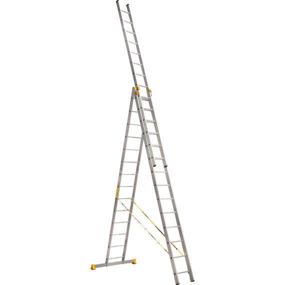 Лестница алюминиевая Алюмет трехсекционная 3x14 ступеней (9314)