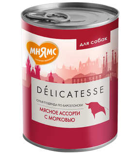 Мнямс Деликатес Паштет из мясного ассорти с морковью для собак "Олья Подрида по-барселонски 400гр.