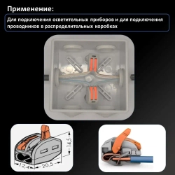 Клемма для проводов двухконтактная, 100 шт, тип WAGO (Ваго), соединительная для проводов
