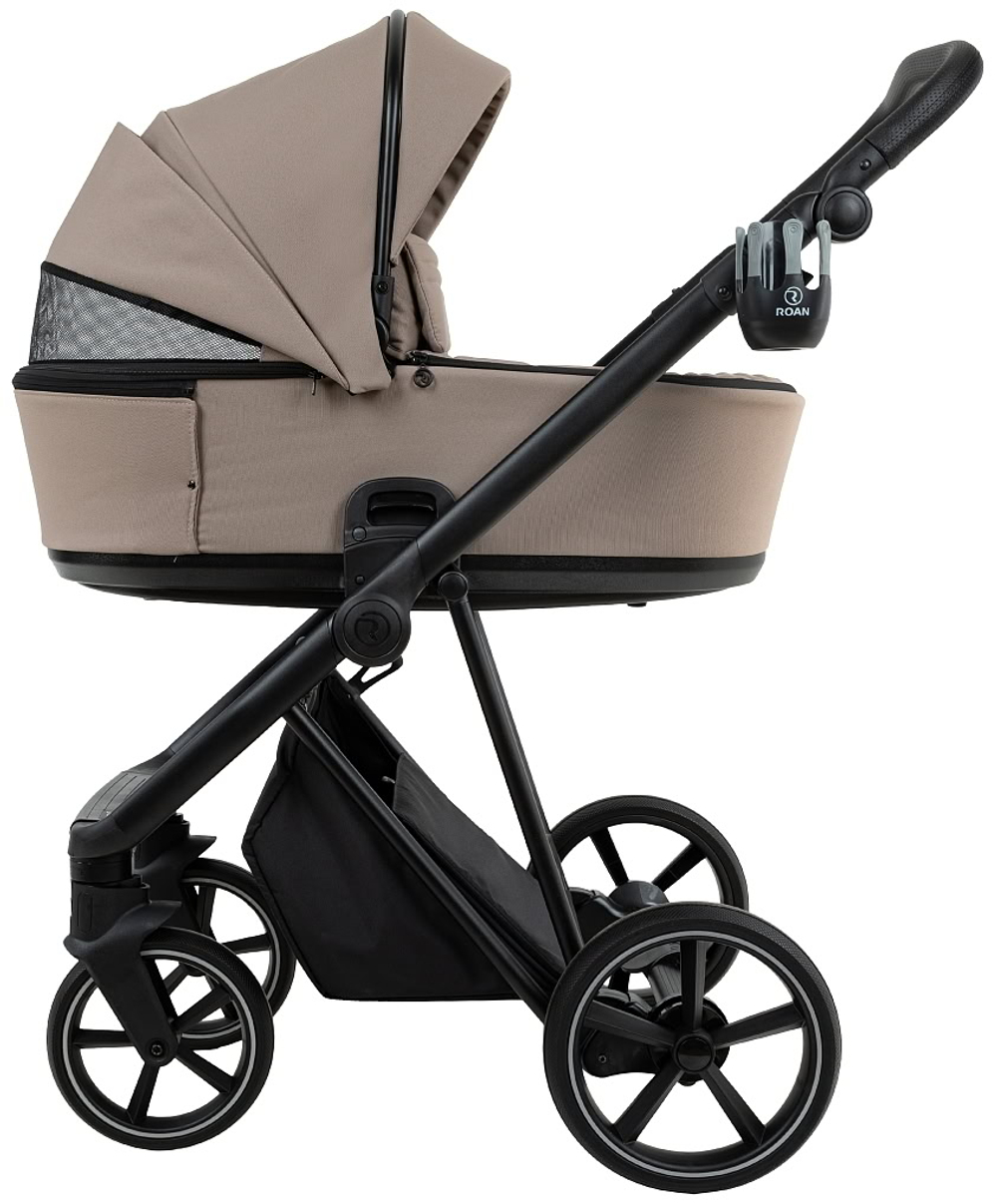 Детская коляска Roan Sol 2.0 3 в 1 с автокреслом Pituso Baesa Pro Black,Beige Canopy SLL/31/T Hazel/Black/руч.Black