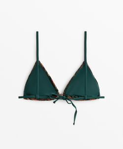 OYSHO Вязаный крючком треугольный топ бикини, зеленый