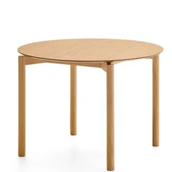 Стол Indara Ø100 см, из шпона и каучукового дерева с натуральной отделкой 