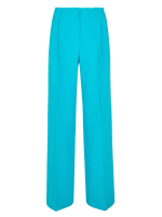 Брюки костюмные из крепа с необработанной талией, бирюзовый