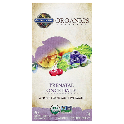 Garden of Life, MyKind Organics, пренатальные мультивитамины, одна таблетка в день, 90 веганских таблеток