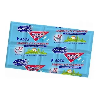 Пластины от комаров Домовой Прошка ТРОЙНОЙ УДАР