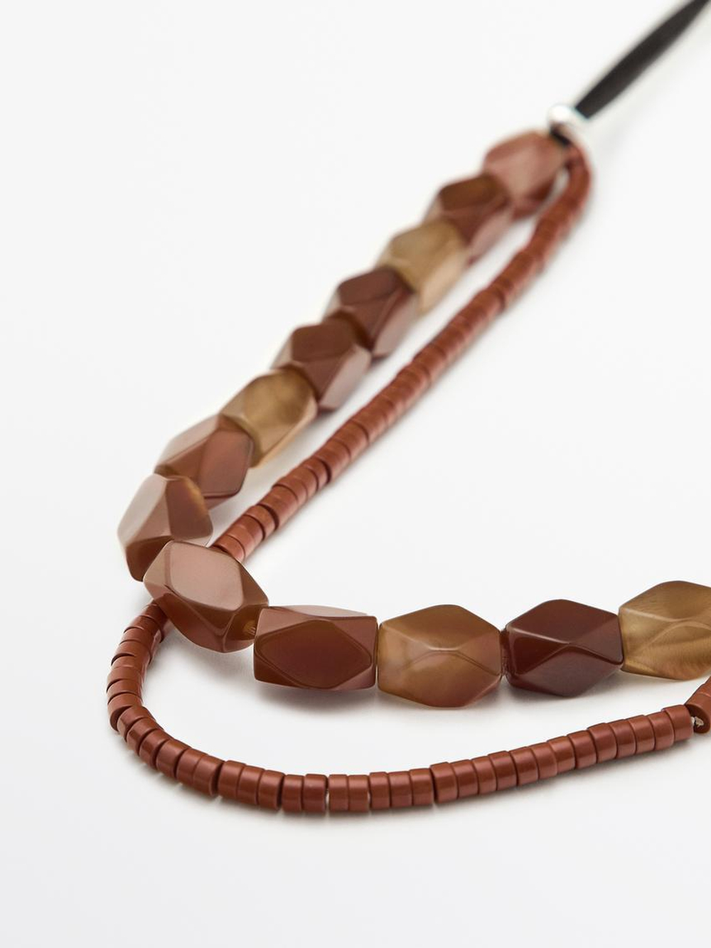 Massimo Dutti Ожерелье с двойным кожаным шнурком, гранатовый