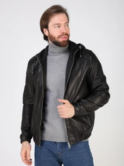 Кожаная куртка демисезонная с капюшоном