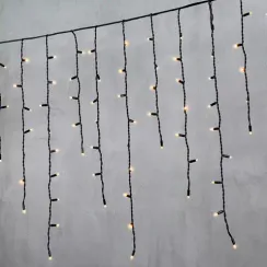 Светодиодная бахрома с колпачком 3,2*0,9 м., 168 экстра теплых белых LED ламп, каучуковый черный провод, LTC (LL168-1-2EWW)