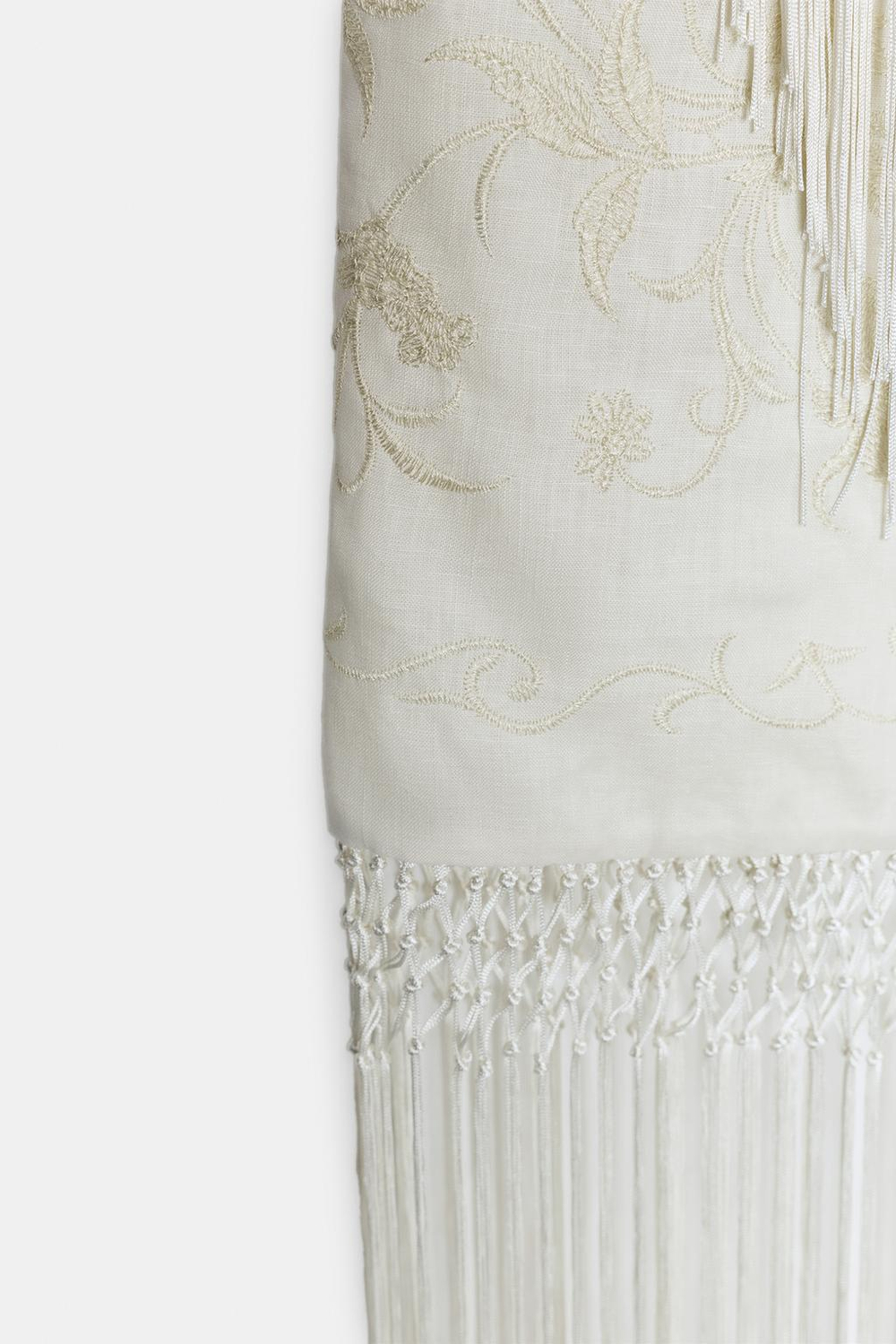 ZARA ЮБКА МИДИ ИЗ 100% ЛЬНА С ВЫШИВКОЙ — ZW COLLECTION, ЭКРЮ