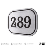 Номерок на дверь квартиры 289, для кабинета, офиса, шильдик 9 х 7 см, серебристый, Айдентика Технолоджи