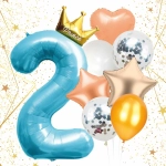 Набор шаров 8 шт «2 - Prince», голубой (цирфа + 7 шаров)