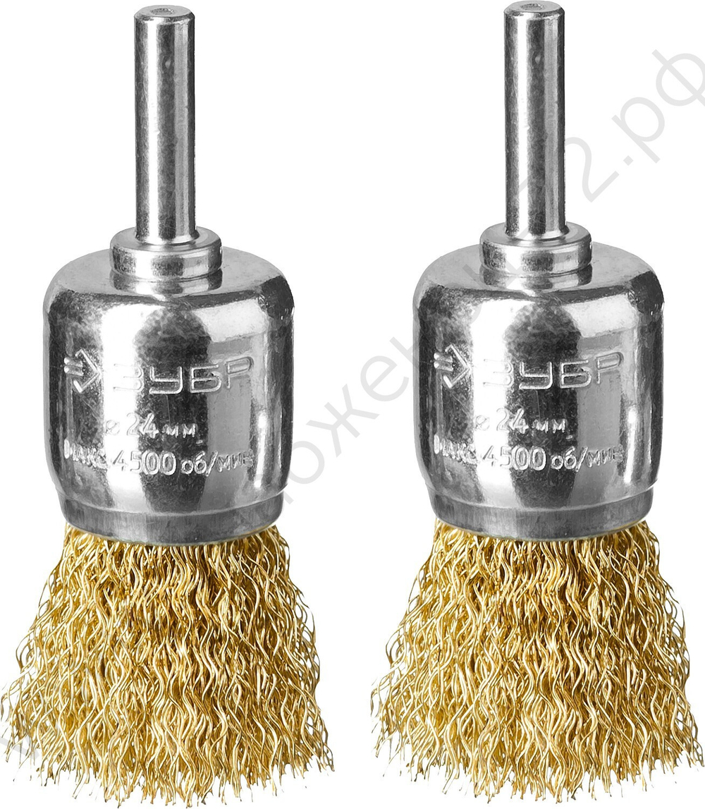 ЗУБР 2 шт., 24 мм, витая латунированная стальная проволока, 0.3 мм, Набор щеток-крацовок кистевых, Профессионал (35225-24-H2)