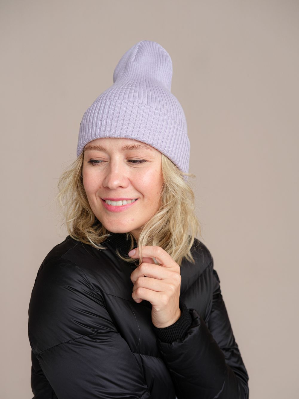 Шапка вязаная весенняя/осенняя МУЛА (Лаванда)